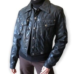 Versace Jean Moto Jacket Vintage Waxed Faux Leather Button Front Boyfriend M